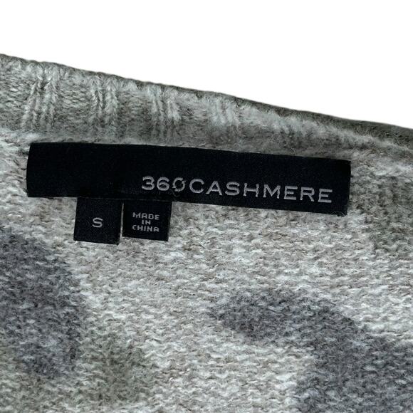 360 CASHMERE Green Gray Camouflage Camo Wool Cashmere V-Neck Sweater Size Small - Picture 6 of 7